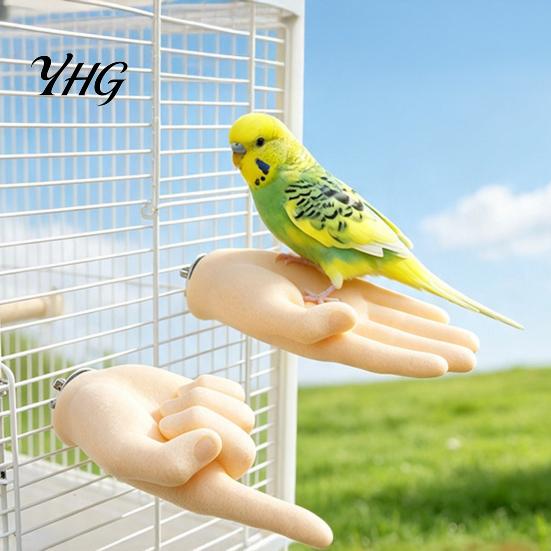 Non-Slip Parrot Perch Hand-Shaped Stand, Cage Mount Bird Rest Platform Perches, Desensitization Interactive Training Toy, Accessories Perches