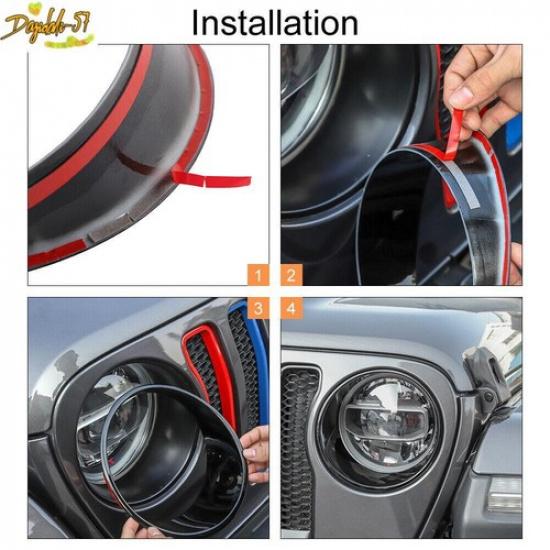 2X Front Headlight Lamp Cover Trim For 2018    Jeep Wrangler JL JT