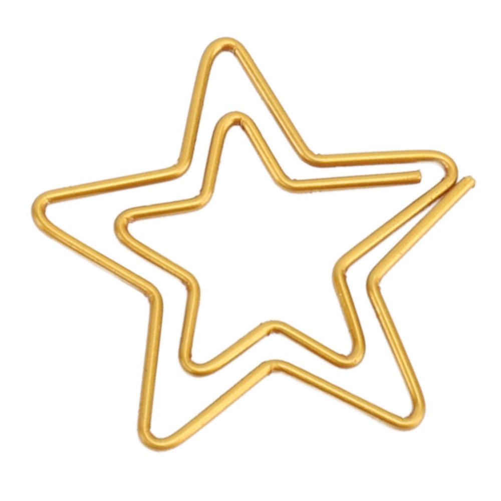 100PCS Gold Color Cute Paper Clips Star Shaped Metal Paper Clips Decorative Paper Clips Home