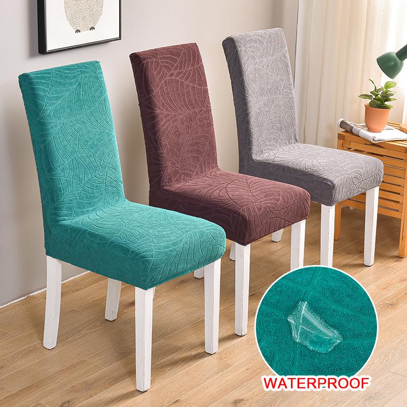 Waterproof Jacquard Chair Cover For Dining Room Thick Fabric Chair Slipcover Protector Washable Seat Cover For El Banquet 1Pc