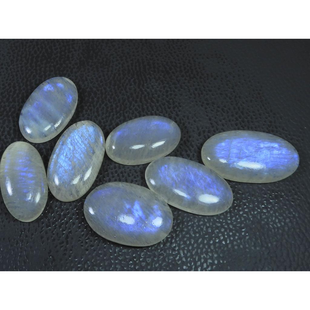243Cts. Natural African Moonstone Oval Cabochon Loose Gemstone 07 Pcs Lot C-900