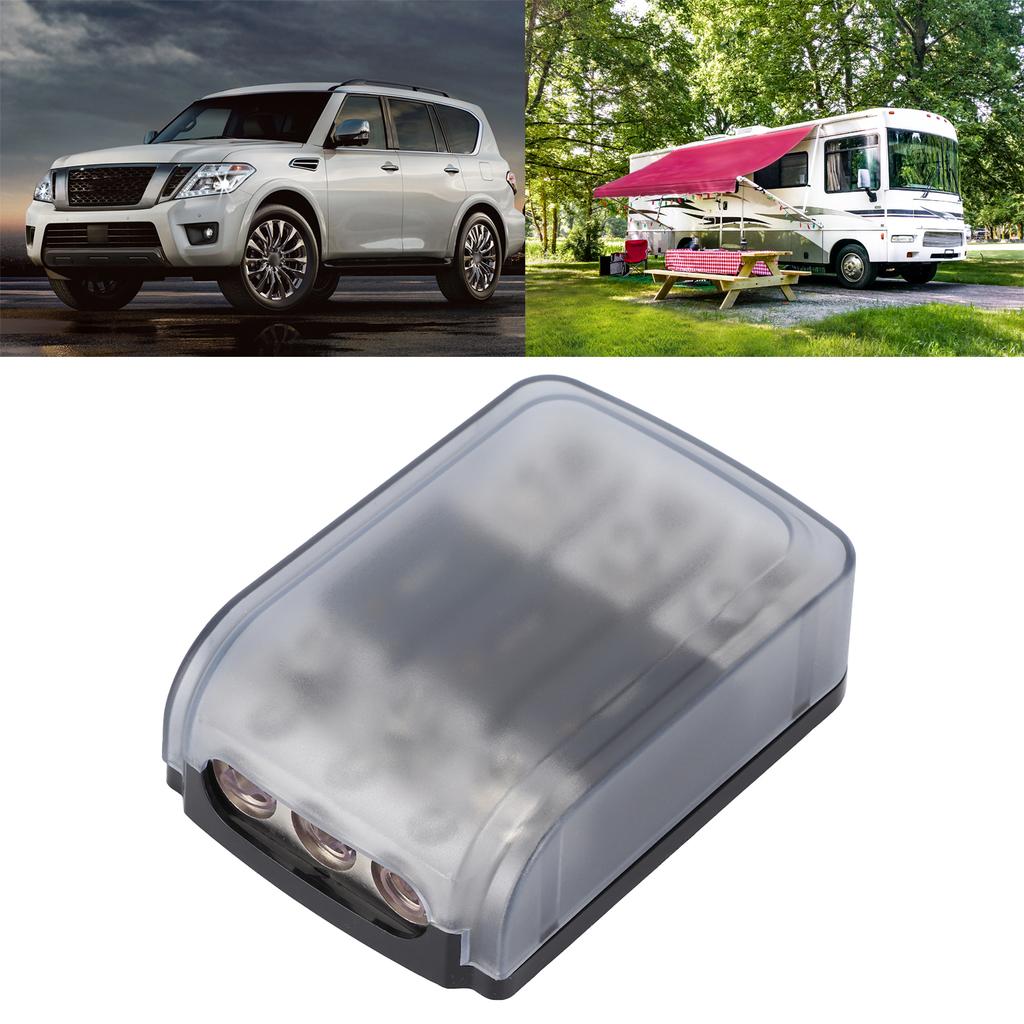 Fuse Holder Distribution Block 3 Ways Fuses Box 1 In‑3 Out 3 In‑3 Out for Car Yacht Audio