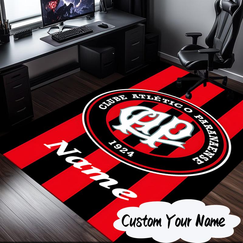 Custom Name Cap Logo Design Rug for Living Room, Game Rooms, Office, Bedroom, Floor Mat Playful Design, Fan Gifts Christmas Decor