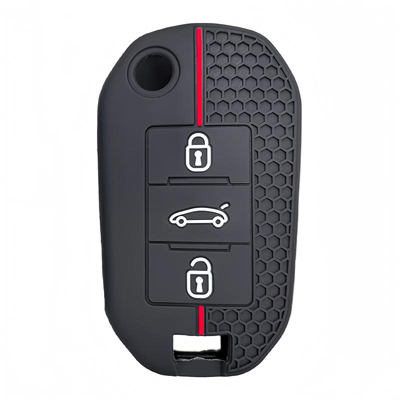 3 Button Silicone Car Key Chain Ring Shell Cover Case Holder For Peugeot 208 301 308 508 5008 3008 Citroen C5 C4 2010 2021 2023