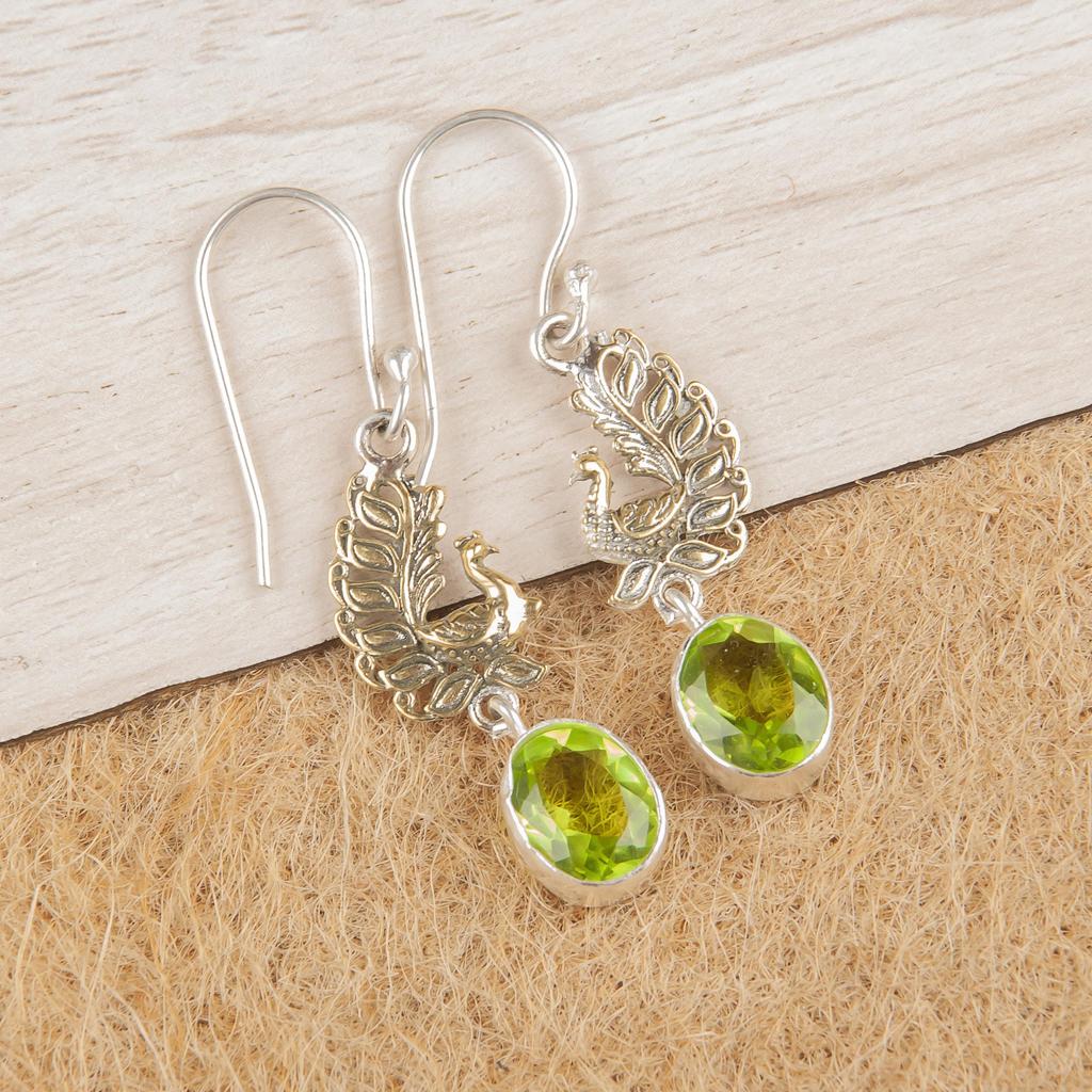 Peridot Beautiful Gemstone Earrings, Handmade Silver Jewelry Gift For Love, 925 Sterling Silver Earrings For Engagement Gift