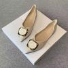 Flat Shoes Women's Shallow Mouth 2025 Spring New Versatile Four-season Pointed Single Shoes Soft Sole Square Buckle Ladyshoes Comfortable Doudou Shoes