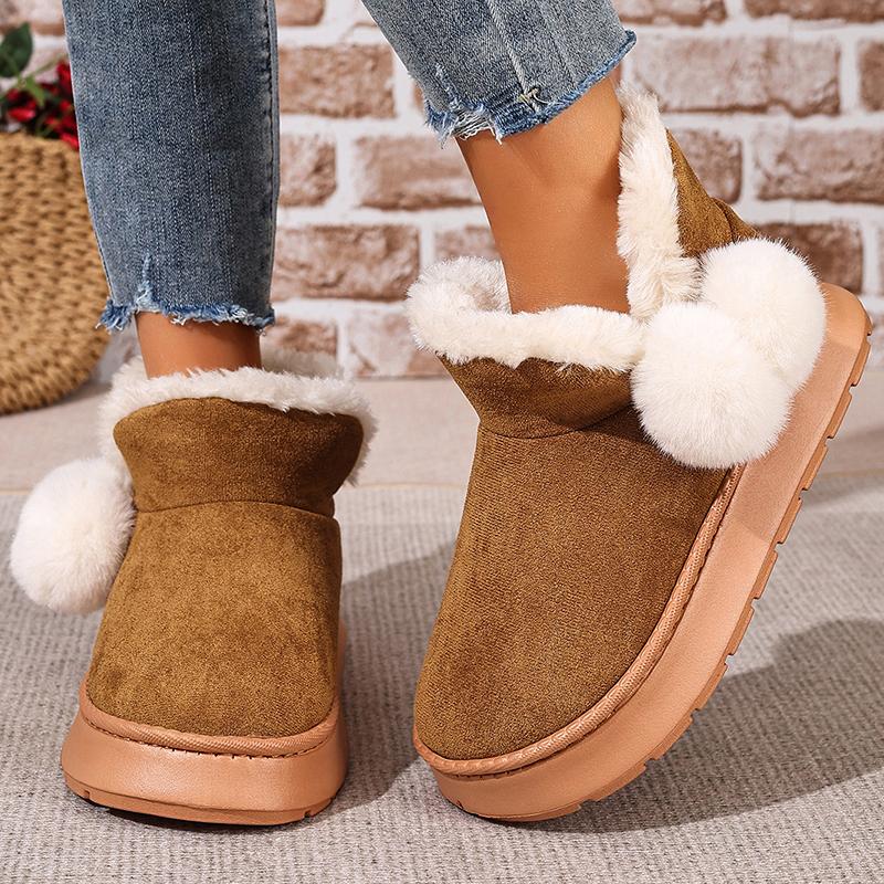 Fashion Faux Suede Platform Snow Boots Women Non Slip Thicken Plush Warm Cotton Padded Shoes Woman Comfort Fluffy Fur Ankle Boots Female