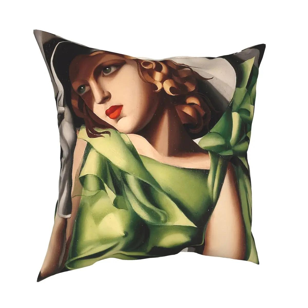 

Young Lady With Gloves Tamara De Lempicka Square Pillow Case Throw Pillow Custom Cushion Covers 12x12Inch