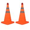 2 Stück 45 cm Faltbare Verkehrskegel mit Reflektorkragen 2 Warnlampen Orange Straßenverkehrssicherheitskegel