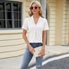 Women's Spring and Summer New, V-neck Jacquard, Loose Tops, Lapel Swallowtail, Short Sleeve T-shirt