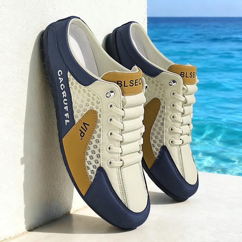 

Летние мужские полушлепанцы Модная новая повседневная обувь Легкие прогулочные балетки для мужчин Нескользящие кроссовки Мужская обувь 48