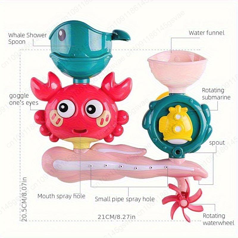 Interactive Suction Cup Bath Toy Set for Youngsters - Rotating Water Wheel, Fun Bathtub Play Toy, Durable ABS Material
