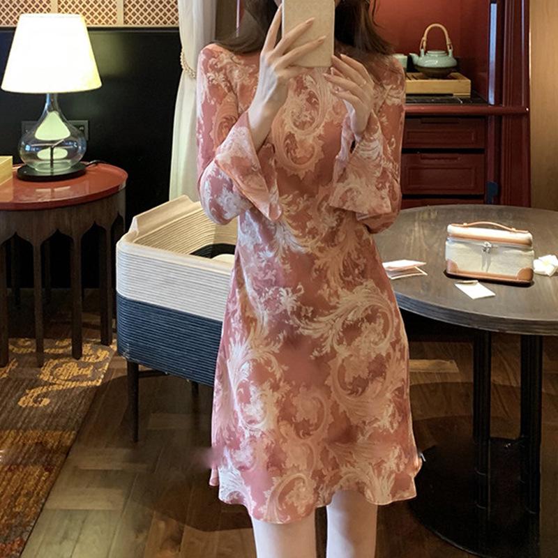 Acanthus Print Mermaid Flare Sleeve Dress with Ditsy Floral Mini Skirt - Spring 2026 Fashion Large
