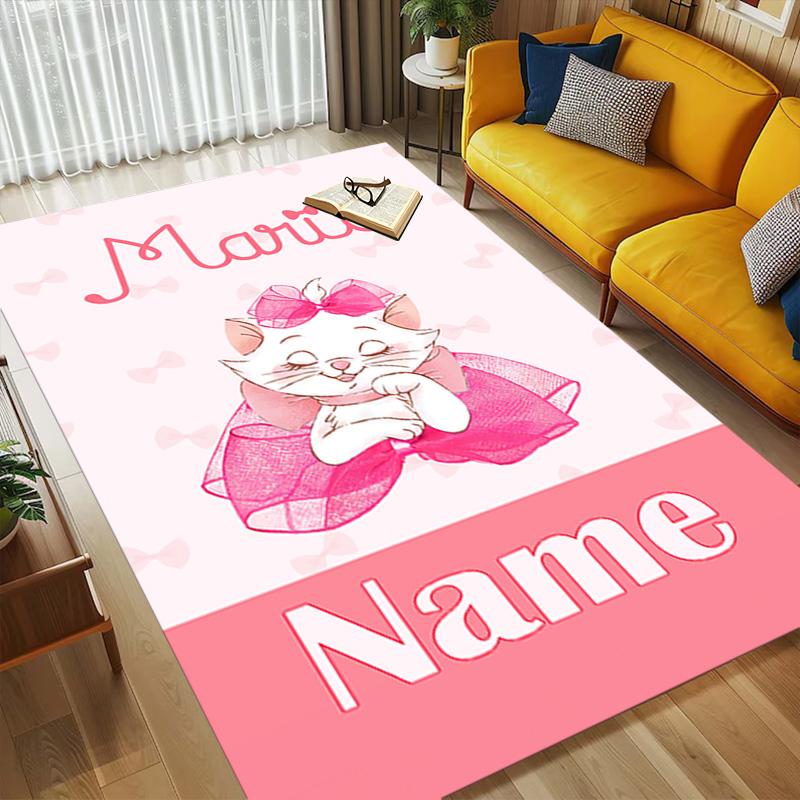 Personalized Name Cat Love Living Room Non-Slip Area Rug Soft Carpet for Bedroom Kids Playroom Sofa Office Home Decor Doormat