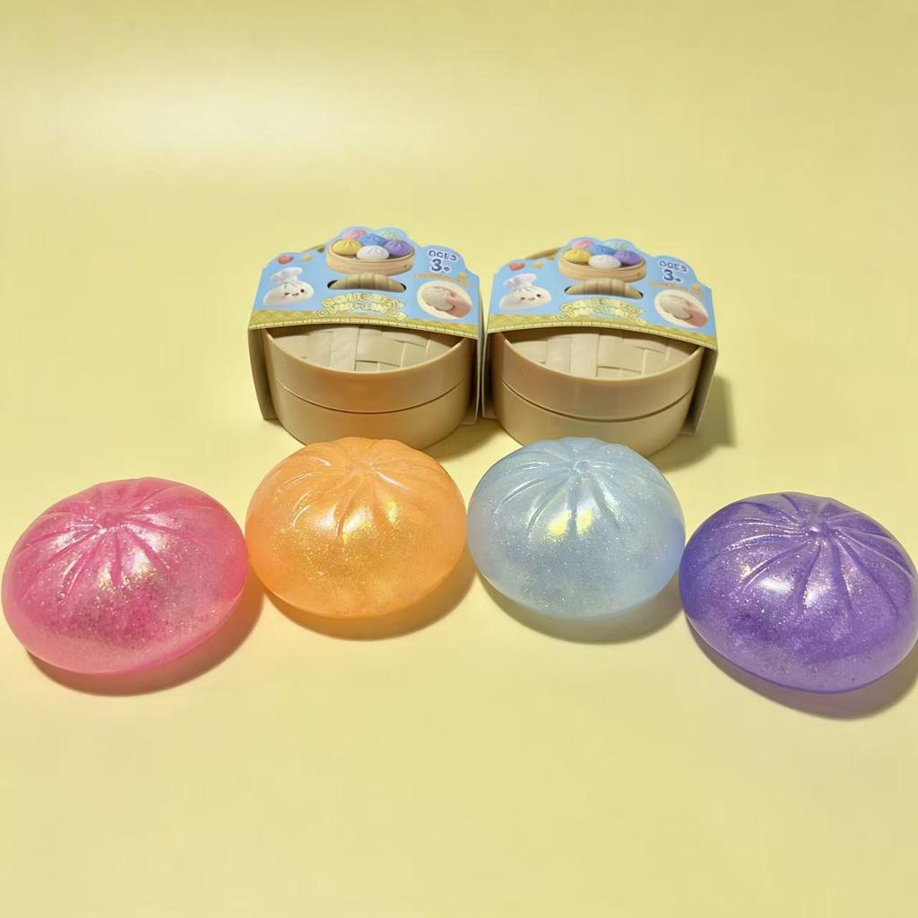 Hot Glitter Dumpling Glitter Dumpling Squishy With Box Dumplings Sensory Squeeze Toy For Stress Relief Toy Funny Creative Gift