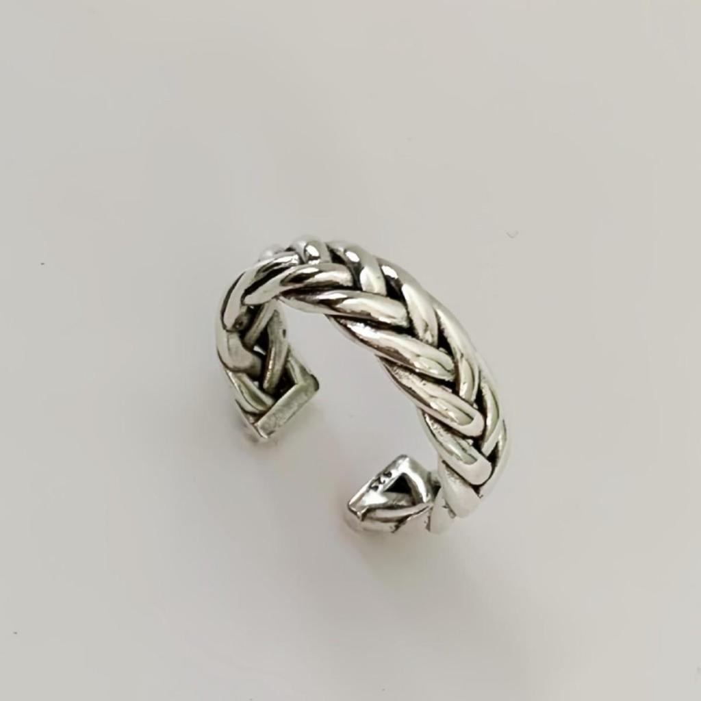 Korean Retro Flower Twist Unisex Open Ring