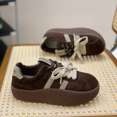 Rundleer versie van de nieuwe veelzijdige retro kleurblok platform schoenen dames herfst en winter mode casual schoenen platform sneakers