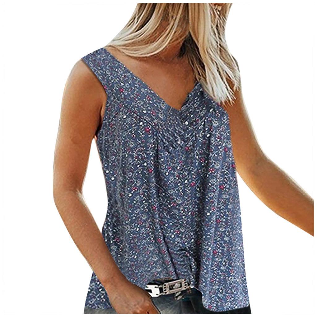 Womens Sleeveless V Neck Casual Blouse Floral Print Lightweight Summer Top with Relaxed Fit and Soft Fabric for Everyday Wear
