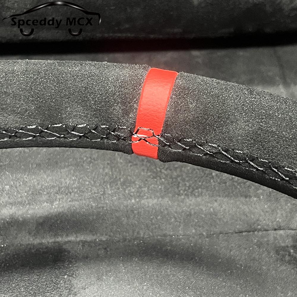 Drift Racing Steering Wheel 14inch 350mm Carbon Fiber Suede Leather Steering Wheels Deep Dish Red Black Yellow Ring