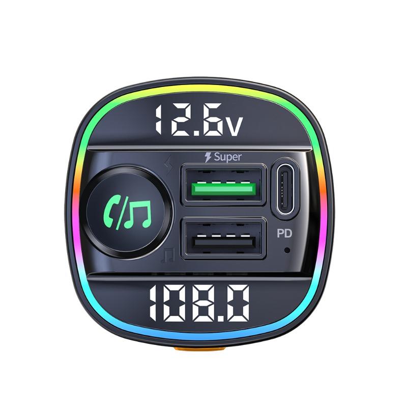 C22 Dual Display Voltage Detection Car Mp3 Bluetooth Player Usb Fast Charging Charger Car Fm Transmitter