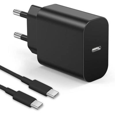 25W Fast Charger - Samsung - USB C Wall Adapter - Power Delivery - 1.5 M - Black
