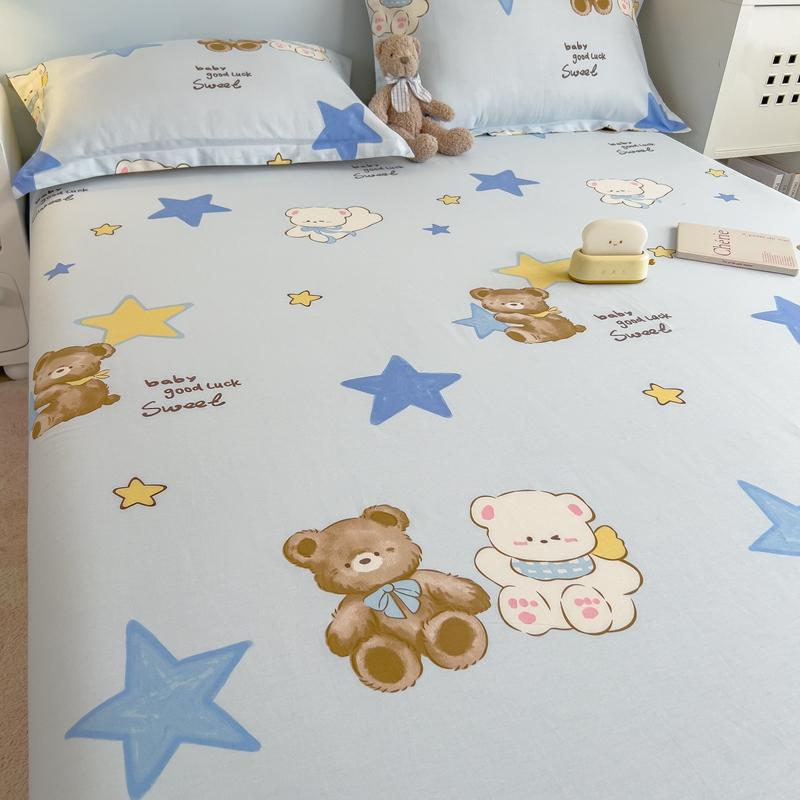 Pure Cotton Bedsheet Cartoon Style Fitted Sheet Queen/King Size Bed Cover Adults Kids Bed Linen sabanas (Pillowcase Need Order)