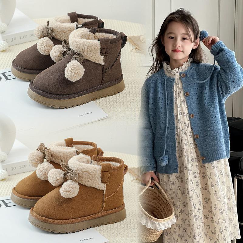 Girls' snow boots winter new children's snow shoes women's treasure autumn and winter piled thickened cotton shoes non-slip and warm