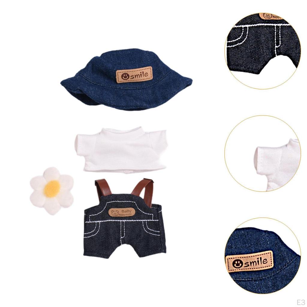 Stuffed Doll T Shirt and Pants Short Sleeve Suit for 5.91'' Imagination Khaki Hat