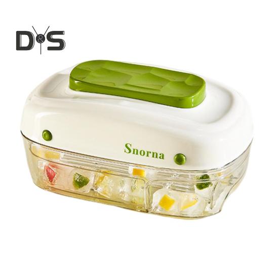 

Форма для кубиков льда с крышкой и контейнером. Легкосъемная форма для приготовления льда. Штабелируемая форма для кубиков льда. Форма для кубиков льда с выдвижным ящиком для десертов, шоколада, сока, кофе. зелёный