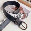 Fashion punk style needle buckle willow nail belt women's high-end jeans skirt versatile decorative belt solid buckle belt