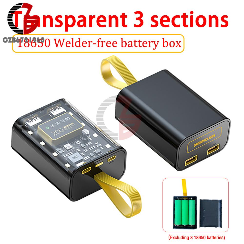 

18650 Battery Charger Case DIY Power Bank Box Transparent Mobile Power Supply Fast Charging Battery Holder Storage Box чёрный