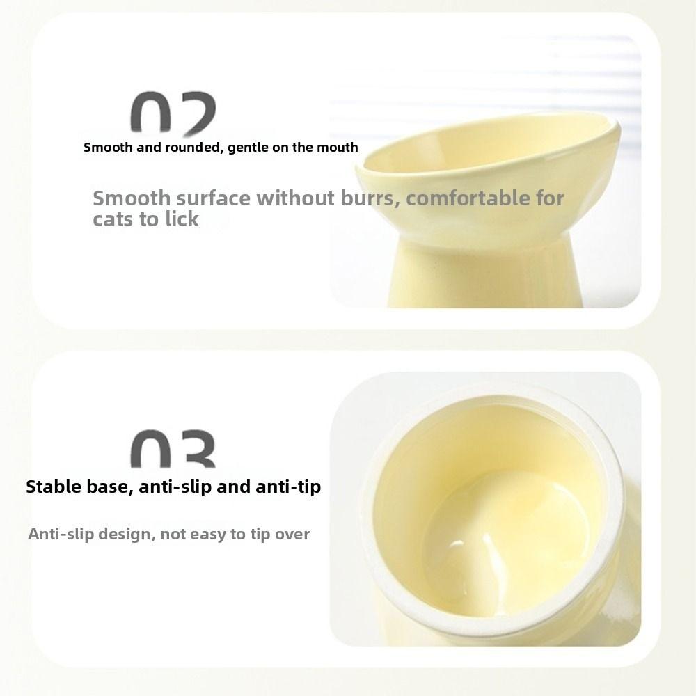 Anti Tipping Pet High Foot Bowl Slanted Mouth Pet Drinking Feeder  Neck Protection