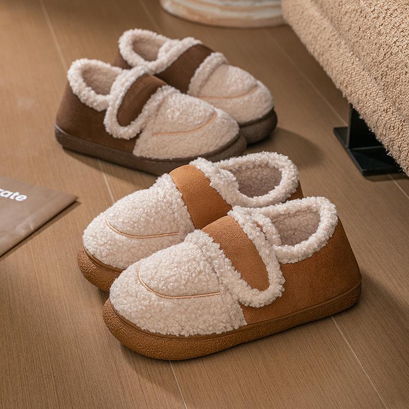 Klettverschlusstaschen und Baumwollpantoffeln, rutschfest für drinnen zu Hause im Herbst und Winter, warme Schuhe für schwangere Frauen, Baumwollschuhe können draußen getragen werden