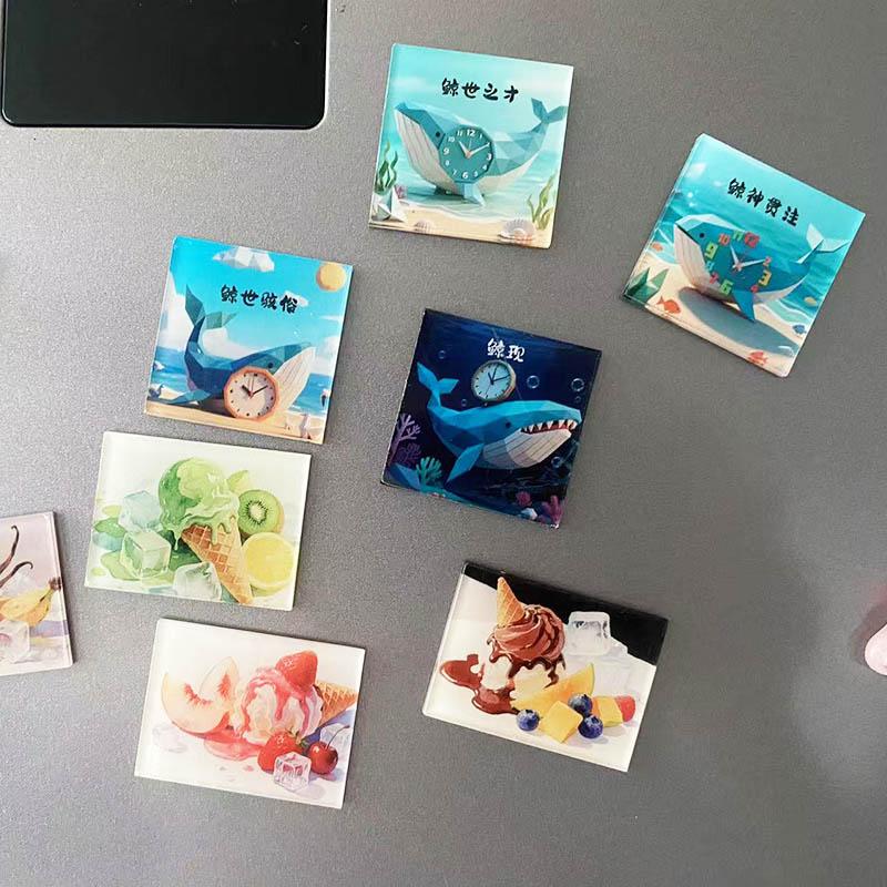 3pcs Flower Refrigerator Sticker Acrylic Mushroom Magnet Special-shaped Fixed Magnetic Stickers Creative Stickers