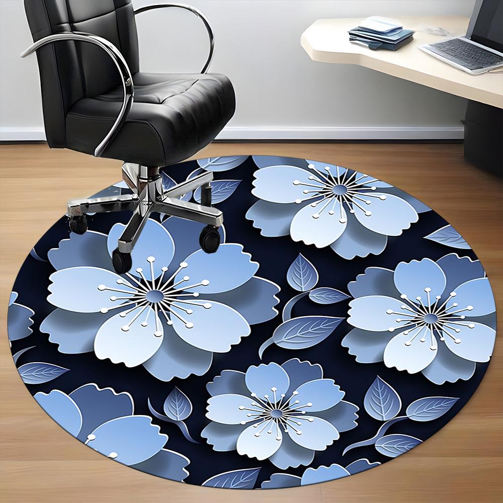 1pc Floral Pattern Office Round Rug, Non-slip, Soft and Durable Office Rug for Interior Decoration, Perfect for Office, Beautiful Decoration yy2603120