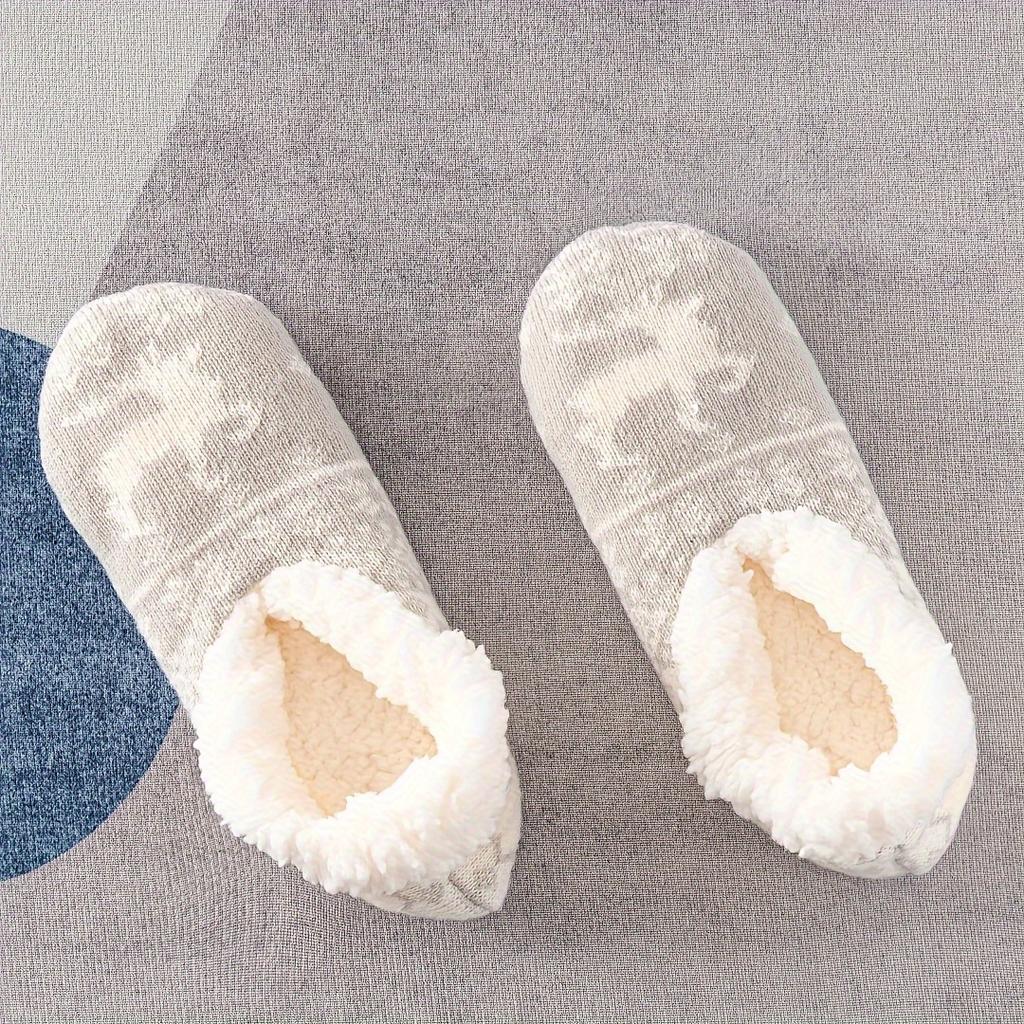 Non Slip Women's Warm Plush Coral Fleece Socks | One Pair Solid Color Floor Socks No Show Socks