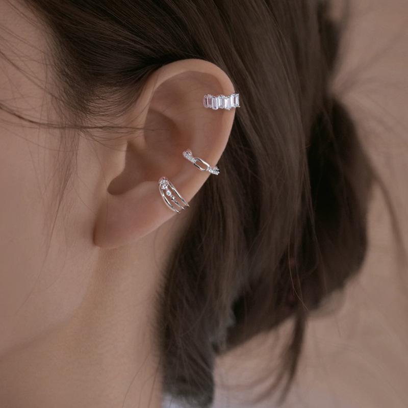 Zirkonia Doppel-Schicht Strass-Kreuz-Kette Ohne-Piercing Stern Ohr-Manschette für Damen