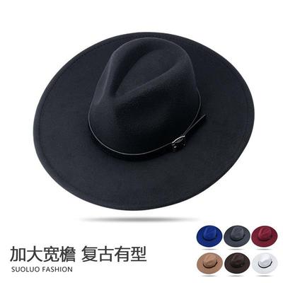 Sombrero de jazz popular para hombres, temporada de viajes, versátil sombrero de vaquero occidental, sombrero de copa de lana para mujeres, sombrero de ala ancha británico