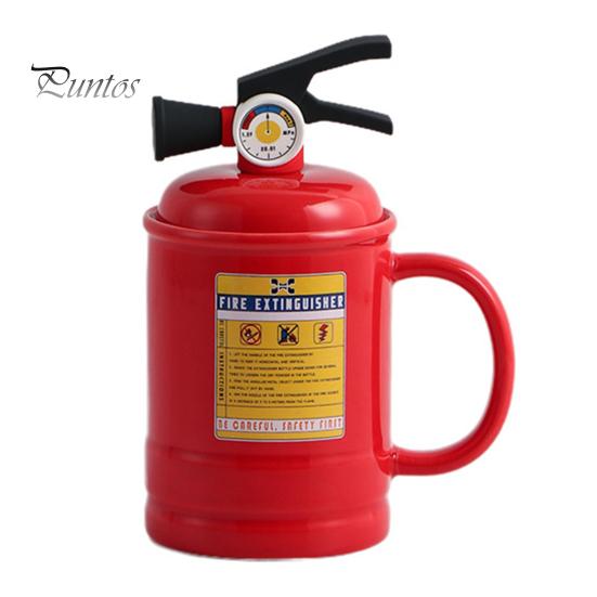 

Кофейные чашки Керамическая чашка для чая Кружка в форме огнетушителя с крышкой Ложка 400 мл Горячие Холодные Напитки Молоко Сок Напиток Кружка Офис Дом Путешествия Подарки