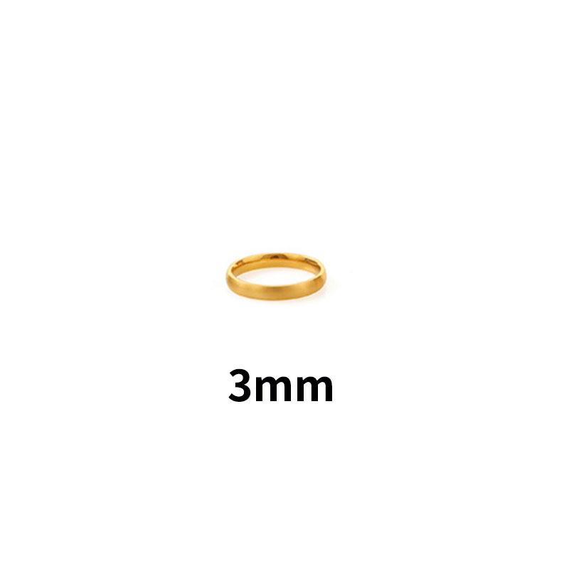 Brushed Titanium Steel Women's Ring with 18K Gold Accents - Modern Cold Style for Couples