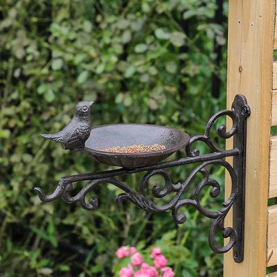 Retro Cast Iron Crafts Cast Iron Bird Feeding Basin Wall Decoration European Classical Nostalgic Style Courtyard Wall Hanging