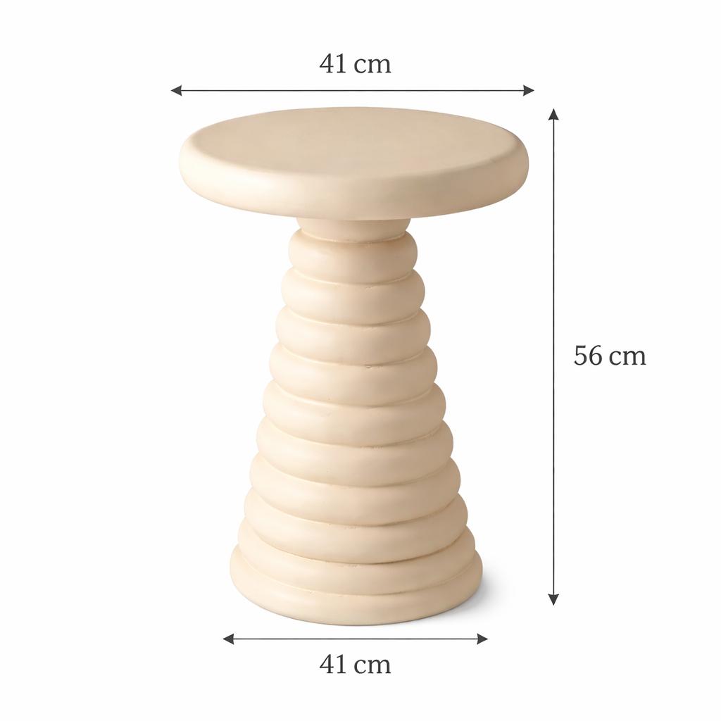 Modern Aluminium Side Table | Beige Sculptural Accent Table