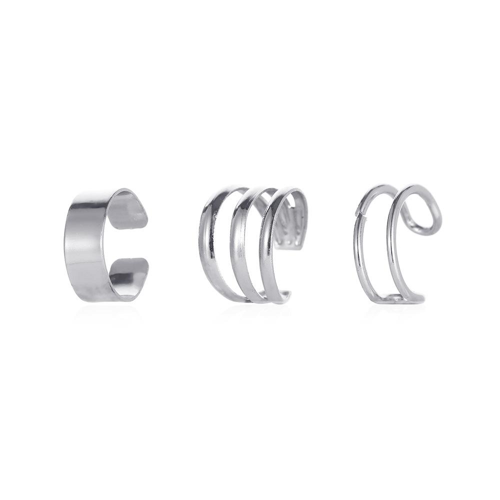 Three Styles Minimalist Plain Cuff Ear Cuff Set No Piercing Clip on Ear Wrap Ornaments for Women Punk Stackable Fashion Ear Accessories