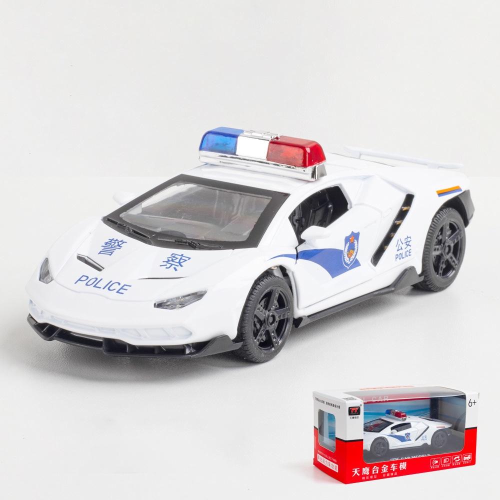 RUM1:32 Scale Lamborghini LP770-4 Police Alloy Car Model Light & Sound effect diecast car Toys for Boys baby toys birthday gift car toys kids toys car