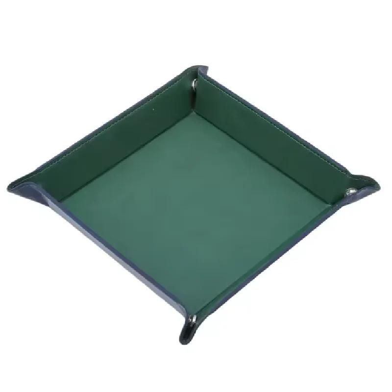 Rolling Folding Hexagon Dice Game Storage Tray Holder Double Sided Thick PU Leather&Velvet Dice Mat Office Supplies