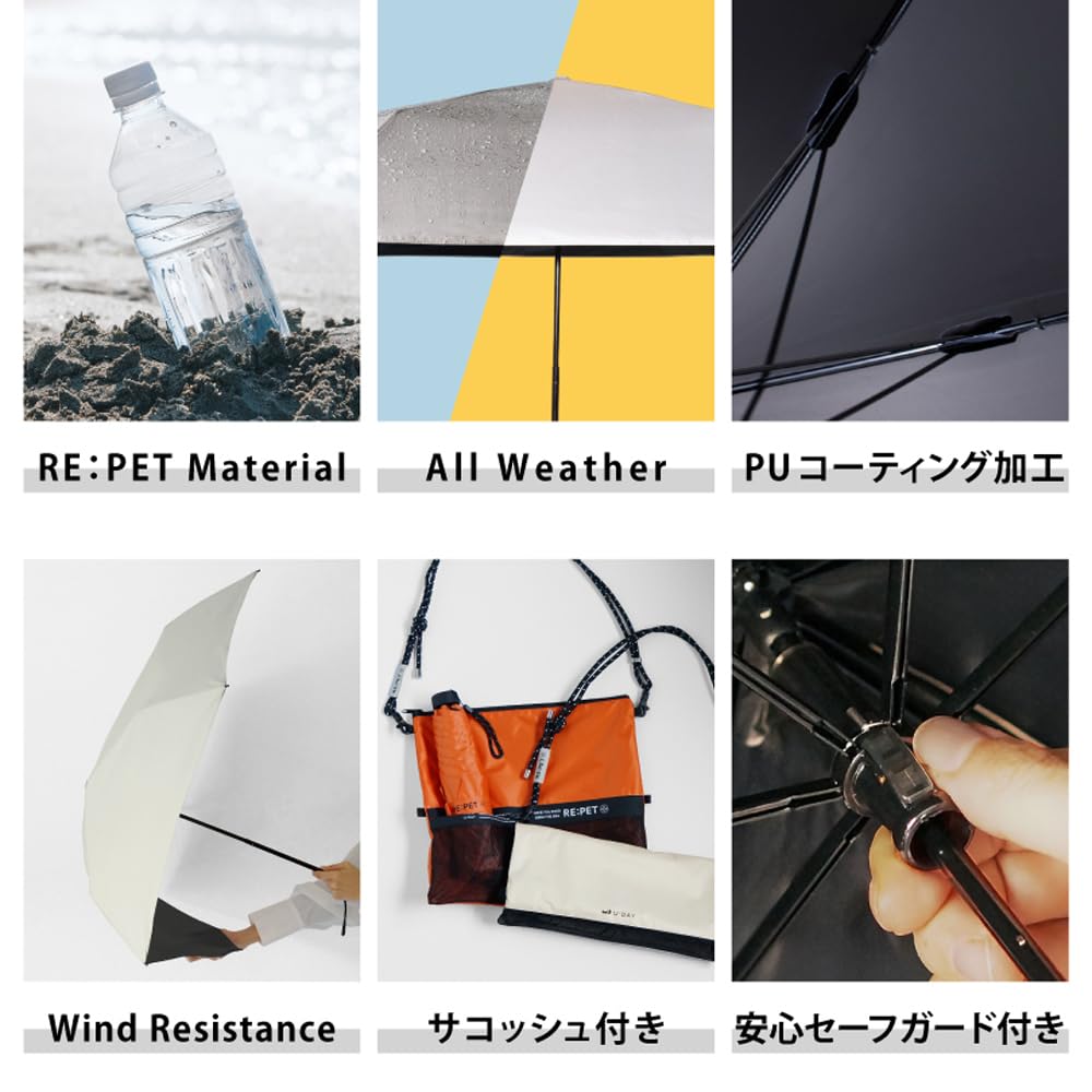 Because Umbrella Ripetto Color Mini Black Ripetto/Folding Shading/Plain D-065671