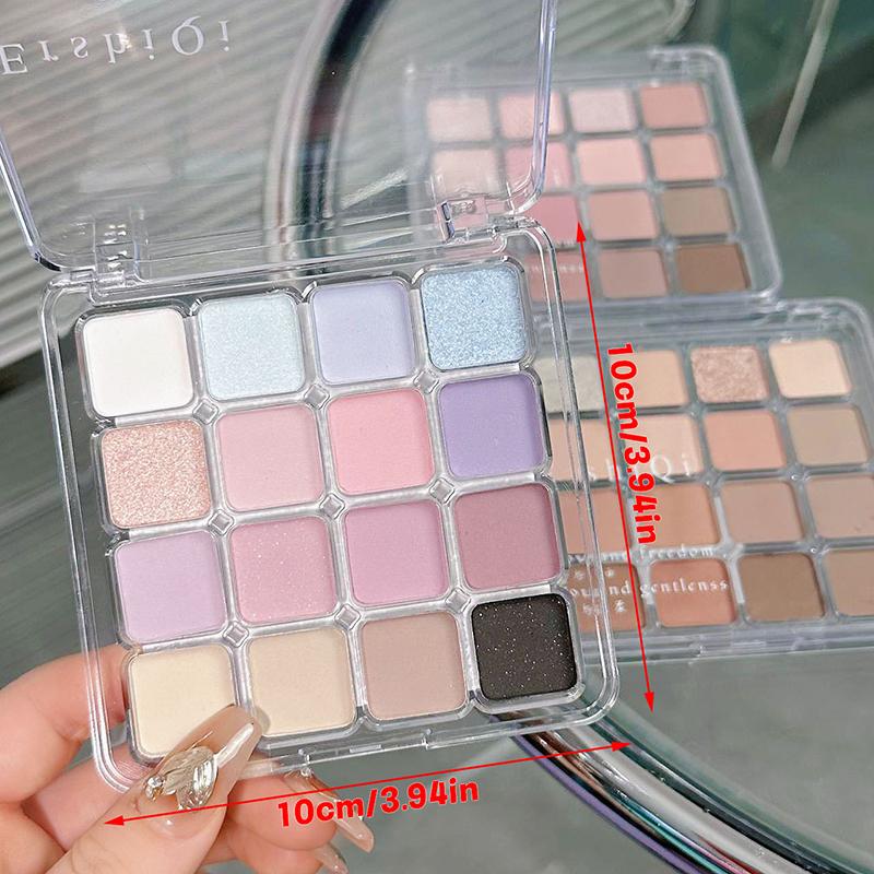 16-Color Matte Pearl Fine Glitter Eyeshadow Palette Long-Lasting Eye & Face Makeup Eye Makeup Palette Daily Makeup Eye Shadows