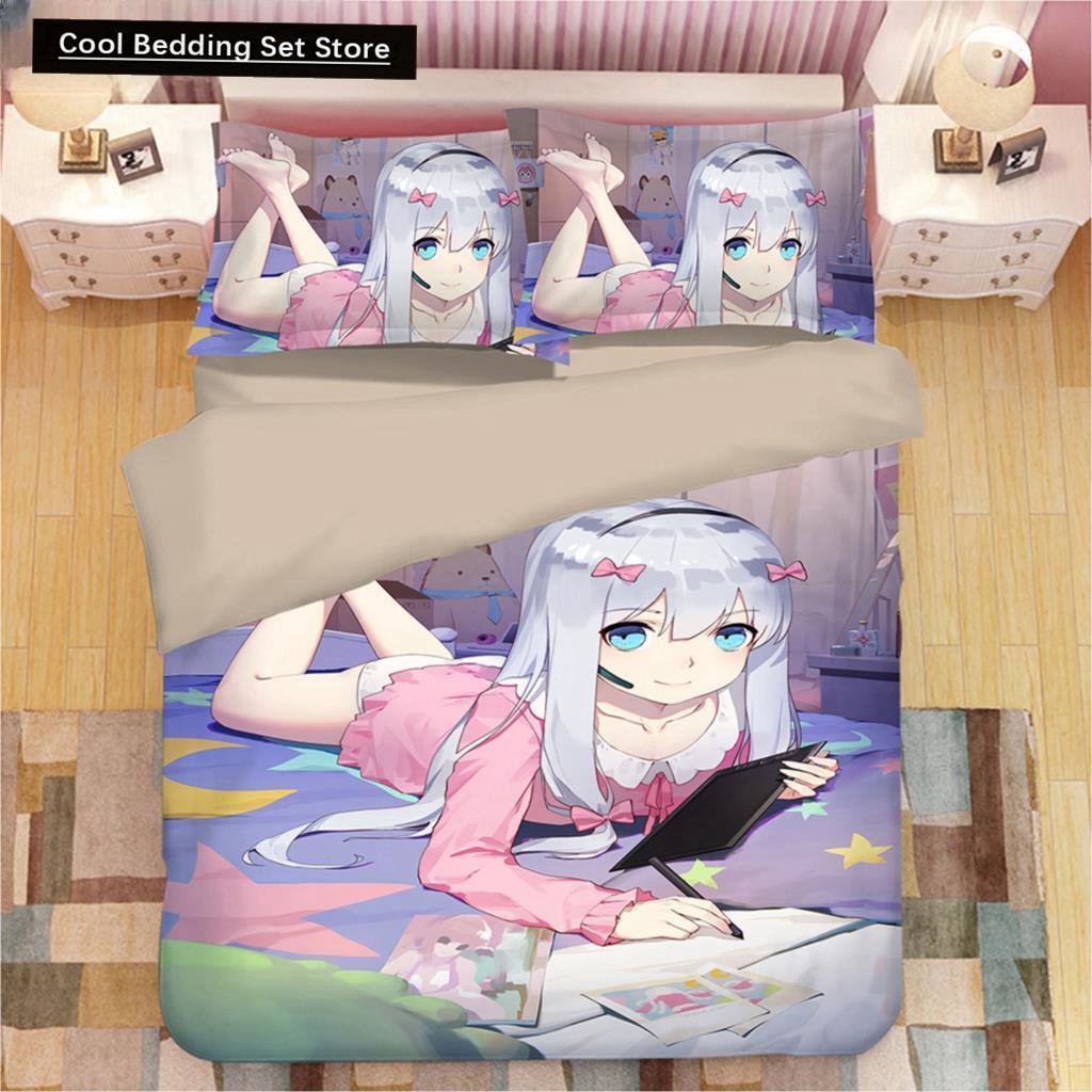 Kawaii Izumi Sagiri 3D Anime Druck Bettwäsche Set Bettbezüge Kissenbezüge Einteilige Bettdecke Bettwäschesets Bettwäsche Bettbezug