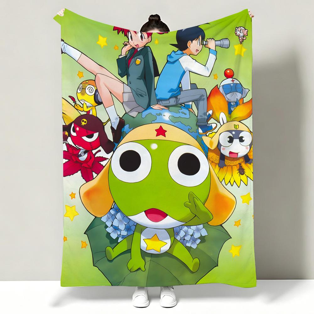 Anime KKeroro GGunso Throw Soft Warm Flannel Throw Blanket Multiuse for Sofa Bed Office Nap