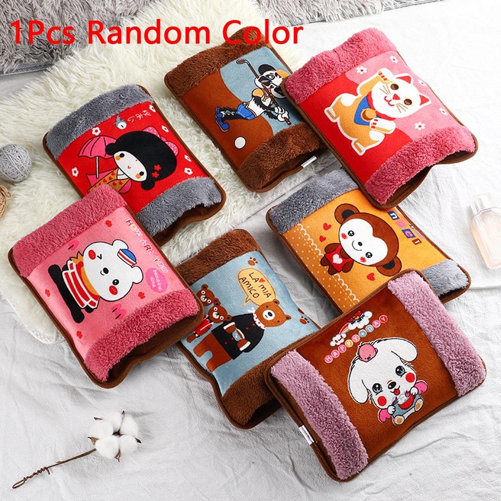 Фланелевая электрическая грелка EU Plug Мультяшный рисунок Зимняя грелка Случайный цвет Взрывозащищенная